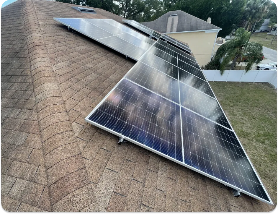Solar panels on a rooftop